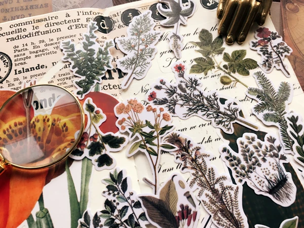 21 шт./упак. Винтаж листья травы цветок калька бумажная наклейка для ...