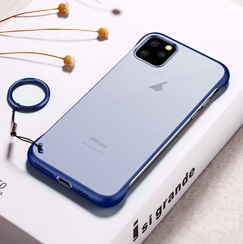 

Frameless Case for iPhone XR X Xs Max on iPhone 11 Pro 2019 Case Ultra thin Transparent Cover For iPhone 7 8 6 6S Plus With Ring