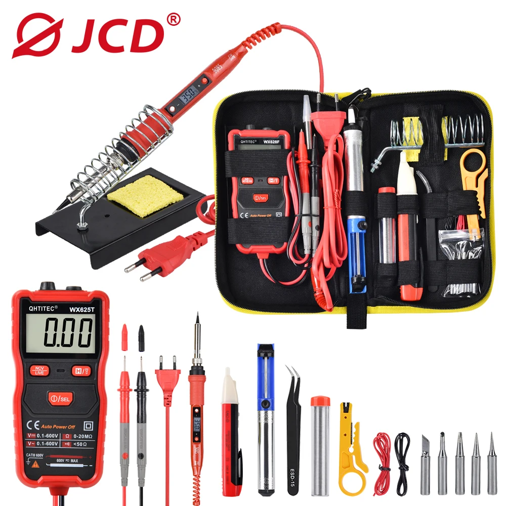 JCD 80W Digital Electric Soldering Iron Temperature Adjustable LCD display With multi-function multimeter Solder welding tools ac 225 arc welder Welding Equipment