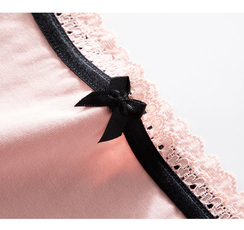 Roseheart, женские модные розовые хлопковые кружевные трусики с бантом, трусики со средней талией, нижнее белье, женские трусы, 3 шт, 3 цвета, трусы