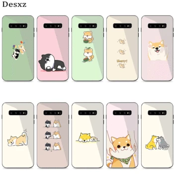 

Phone Case For Samaung Galaxy A30 A50 A10 A20 A40 A60 A70 S7 Edge S8 S9 S10 Plus Tempered Glass Cover Cute Shiba Inu