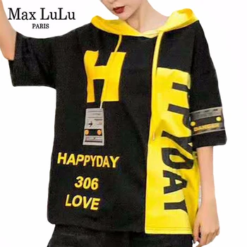 

Max LuLu 2020 New Summer Korean Fashion Style Ladies Loose Tops Women Casual Patchwork Tshirts Female Punk Streetwear Plus Size