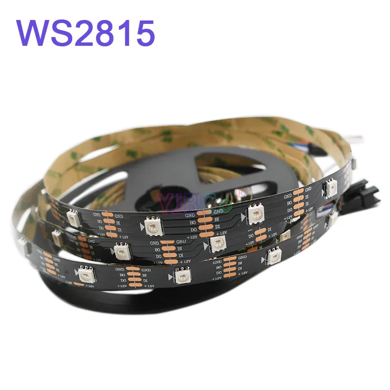 1 м/2 м/3 м/4 м/5 м WS2815 лента для светодиодной ленты, 30/60/144 пикселей/светодиодов/m, IP30/IP65/IP67 DC12V Адресуемая двухсигнальная умная Светодиодная лента