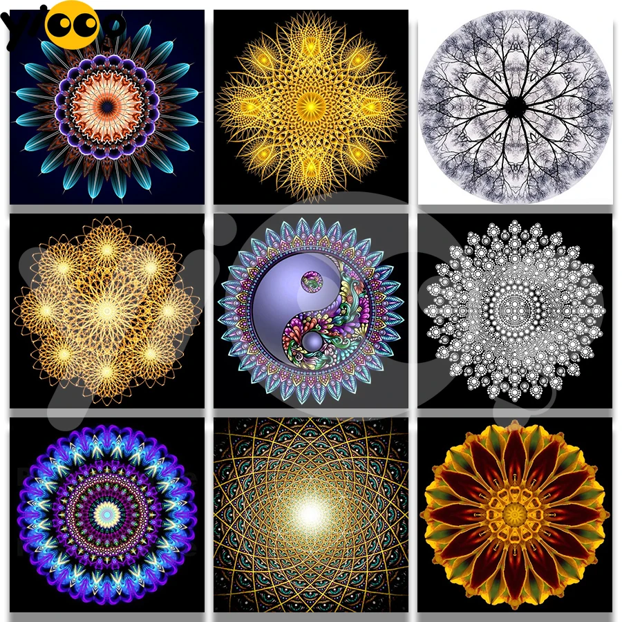 Full Square/Round Diamond Painting Embroidery Golden Mandala Abstract Pattern Scenery Rhinestone Mosaic Home Decor Gift | Дом и сад