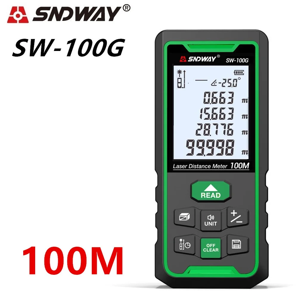 SNDWAY Green Trena Laser Rangefinder Distance Meter Range Finder Tape Measure Angel Electronic Ruler Roulette лазерный дальномер