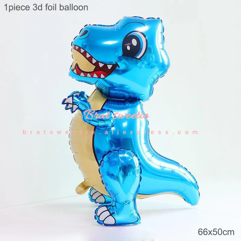 Динозавр вечерние украшения поставки 3D T-Rex динозавр ходьба животных фольги Воздушные шары Мальчики вечеринка в честь Дня Рождения Декор сувениры - Цвет: 3d bawanglong blue