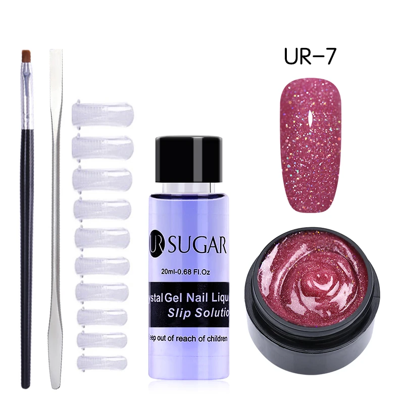 5Pcs set 7 UR SUGAR 15 мл Быстрый строительный поли гель продлевающий половой акт розовый блеск Замачивание от УФ СТРОИТЕЛЬ удлинение гель набор Типсы для маникюра палец расширение - Цвет: 5Pcs set 7