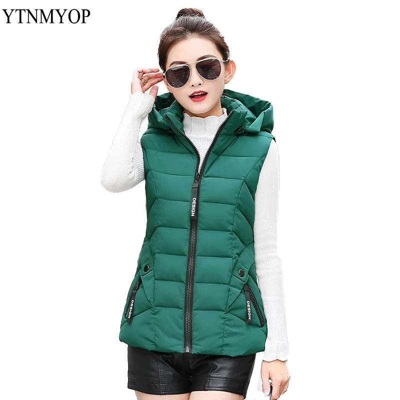 YTNMYOP плюс размер 3XL 4XL Жилеты с капюшоном для женщин Женская куртка пуховый жилет Abajo жилет женский теплый зеленый жилет топы