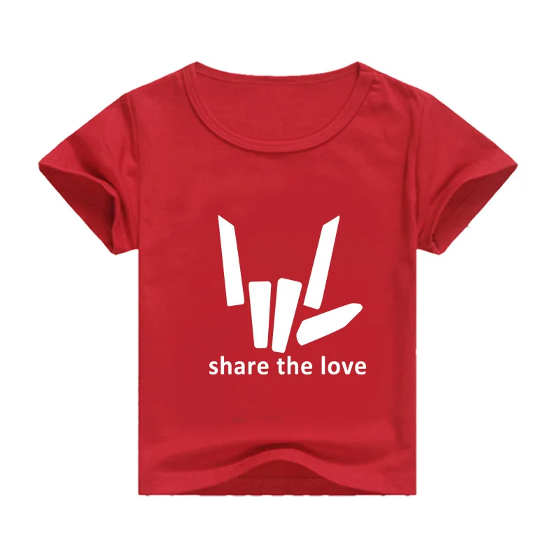 DLF/От 2 до 16 лет; коллекция года; летняя футболка с графическим принтом «Share The Love»; Модные топы для детей; футболка с короткими рукавами для мальчиков; футболка для девочек-подростков