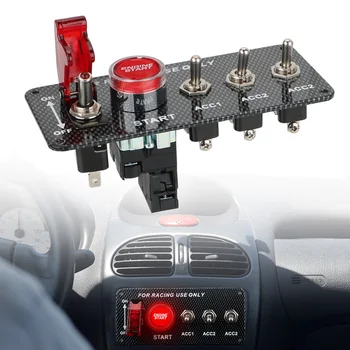 

LEEPEE Car accessories LED Toggle Switch for Racing Car Engine Start Push Button 12V LED Ignition Switch Panel Carbon Fiber