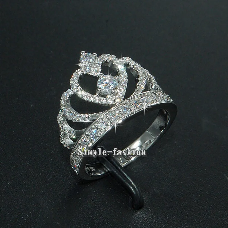 Queen Crown Diamond Ring 925 sterling silver Jewelry Engagement Wedding band Rings for Women Bridal Party accessory silver ring,wedding rings