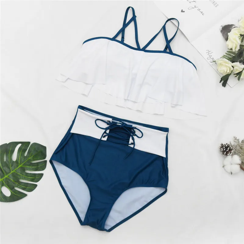 Red High Waisted Bikini Plus Size Swimwear Women Tankini Sets 2020 Brazilian Ruffle for Big Woman Vintage Print Female S- 5xl Red High Waisted Bikini Plus Size Swimwear Women Tankini Sets 2020 Brazilian Ruffle for Big Woman Vintage Print Female S- 5xl