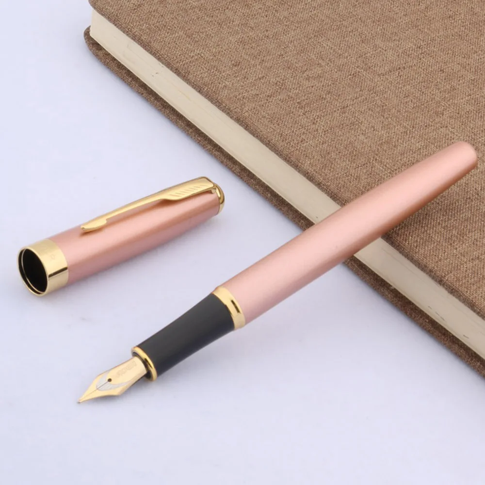 Ручка перьевая металлическая с розовым и золотым наконечником 388|blue fountain pen|fountain