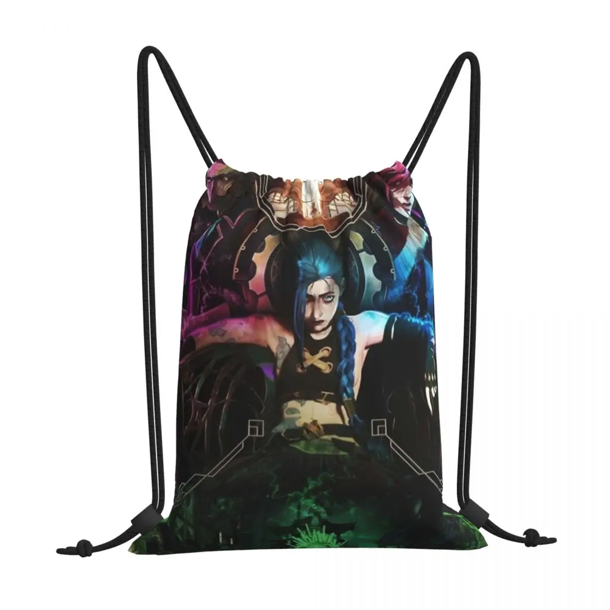 

Jinx Arcane League of Legends Print Drawstring Bags Men Women Storage Backpack Teenager Travel Bag Multi-function Pocket