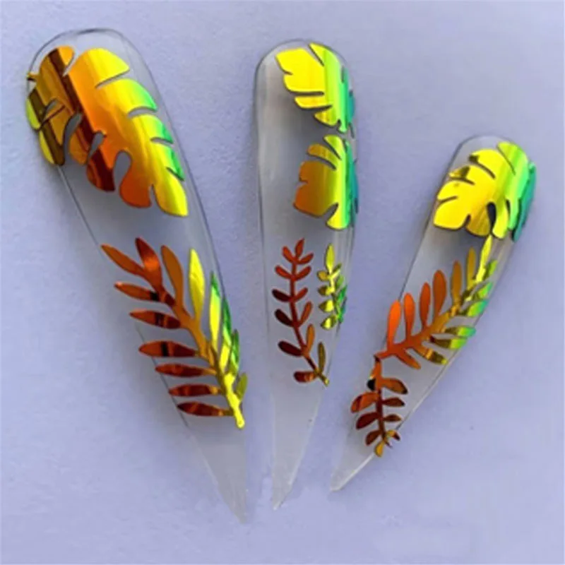 

16pcs/set Leafs Applique Nail Sticker with Adhesive Nail Art Decal QS888