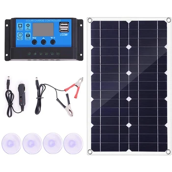 

100W Solar Panel Kit 12V Battery Charger Controller for Caravan & Boat & Dual USB Solar Panel 10A Solar Controller