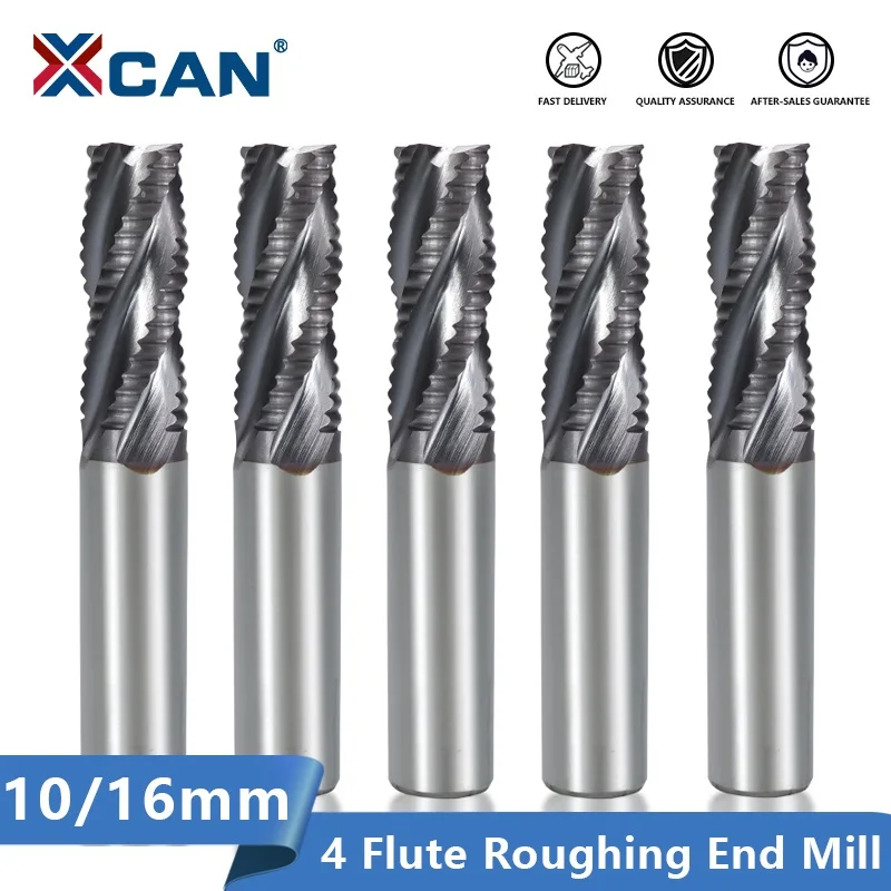 XCAN Roughing Milling Cutter 12/16mm 4 Flute TiALN Coated CNC Router