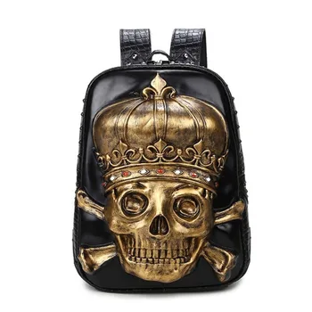 

Creative Pu Backpack Ms. 3D Silicone Personality Skull Bag Waterproof Outdoor Travel Backpack small backpack black backpack PU