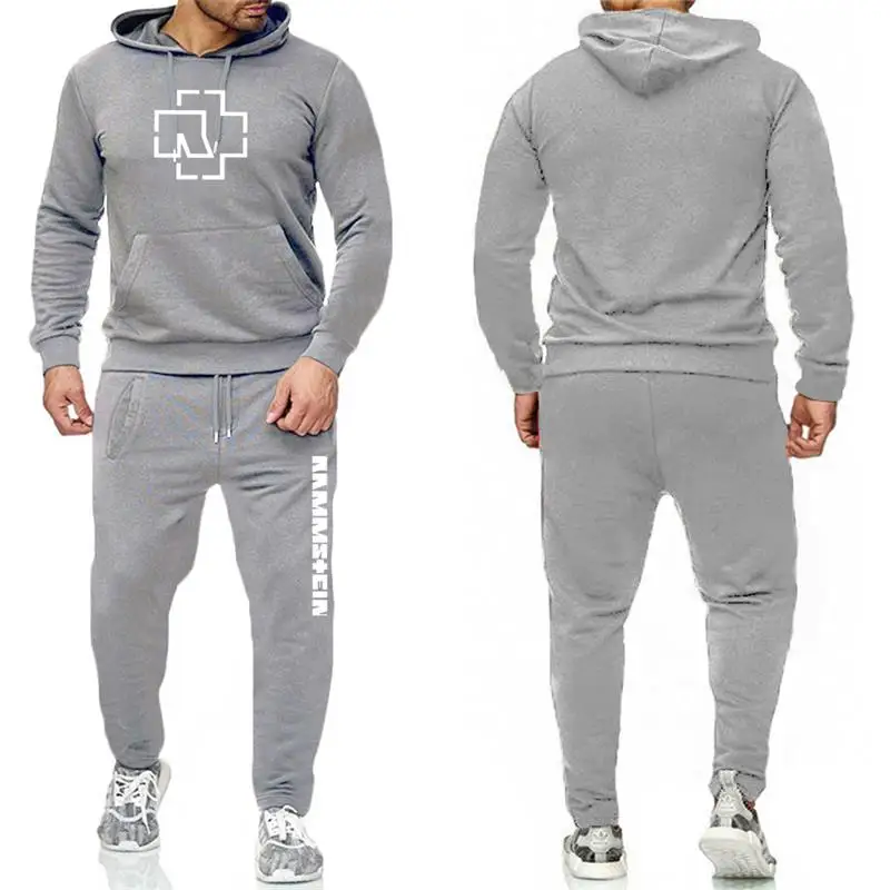 Popular Olevo Men's Plush Hooded Long Sleeve Printed Sweatshirt Tracksuit Long Sweatpants Bodyguard Streetwear Casual Sports Suit