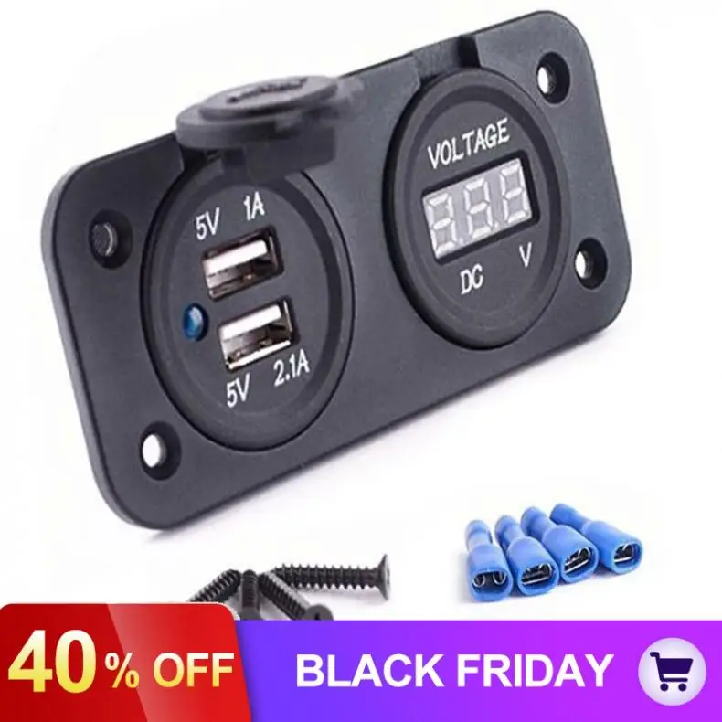 12 В светодиодный двойной USB 2 порта автомобильное зарядное устройство адаптер