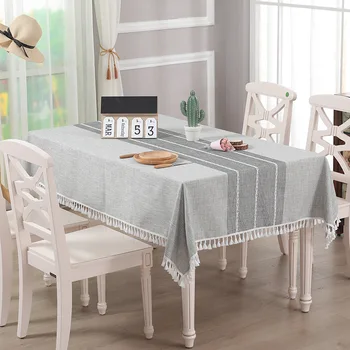 

Waterproof Tablecloth Cotton Tassel Tablecloth Rectangle Table Cloth