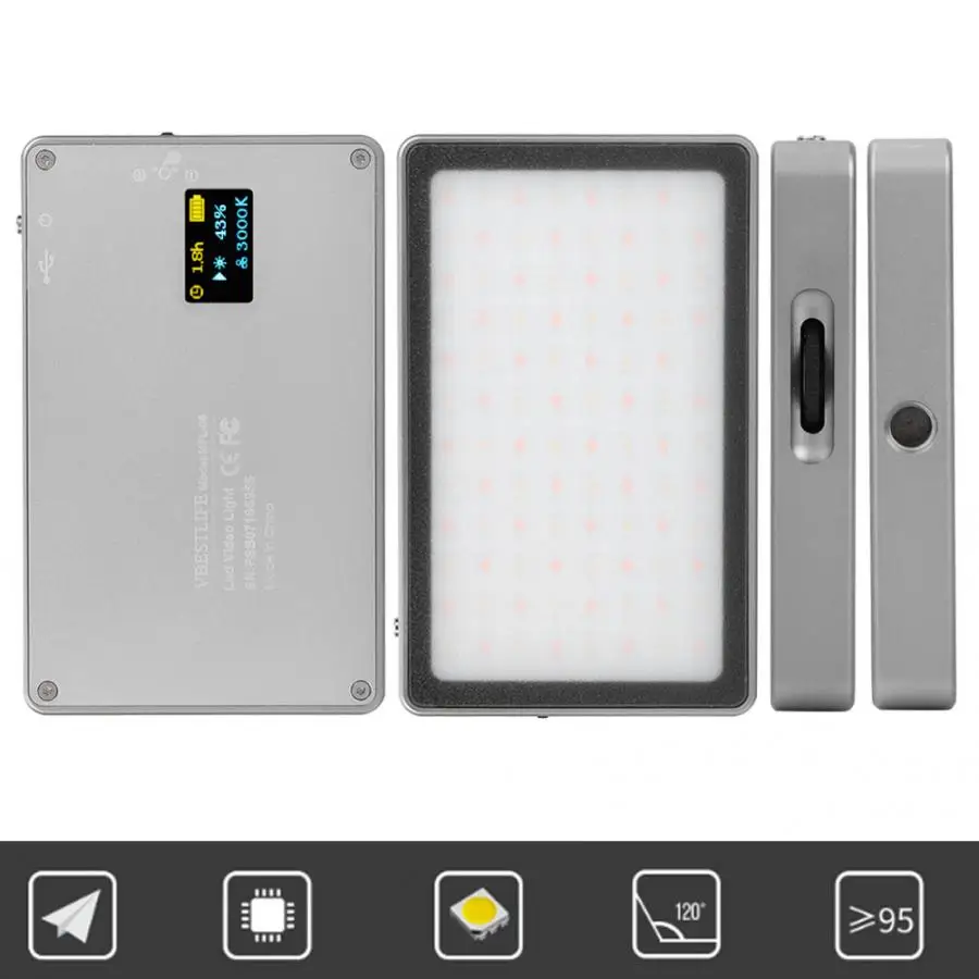 Новый vbestlife MFL 05 мини дисплей OLED Магнитный 3000 K 6500 Dimmable светодиодный видео