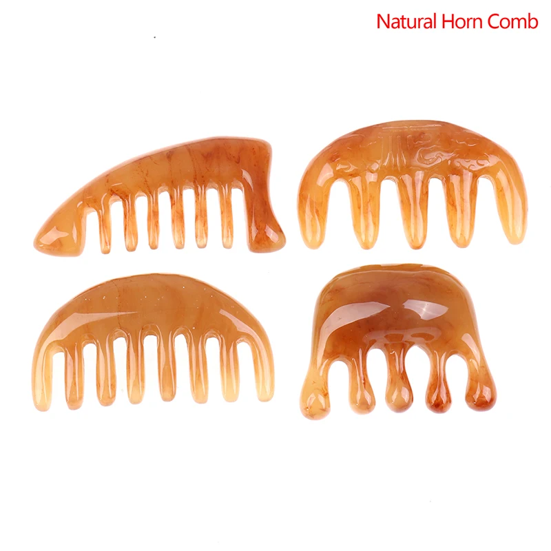 1Pcs Natural Ox Horn Pocket Comb Wide Toothed Comb SPA Guasha Scalp Massage Brush Hair Care Tool High Quality