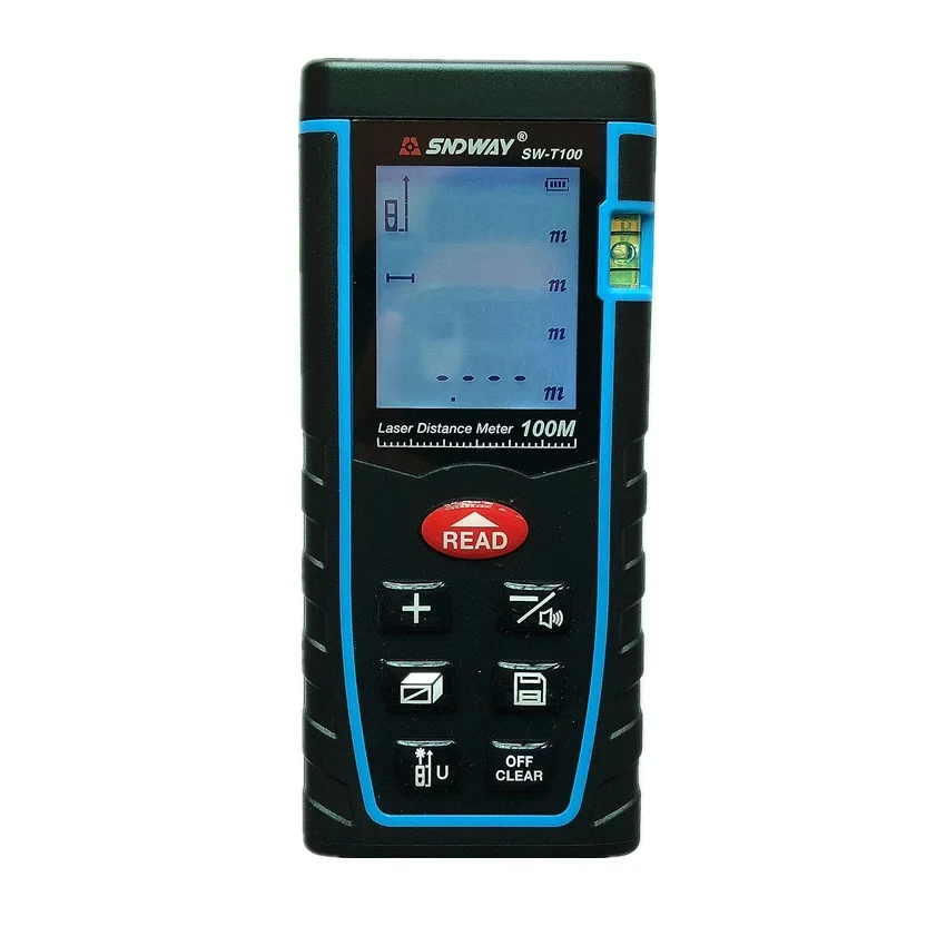 SNDWAY SW-T100 Laser rangefinder distance meter 100m 328ft trena Bubble level Rangefinder Build High