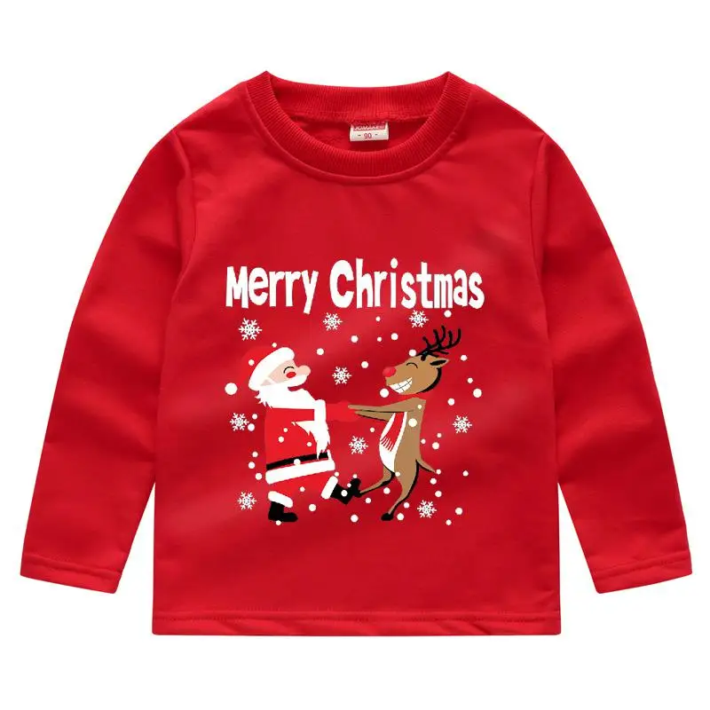 Специальная большая скидка; модная Рождественская футболка; Милая Новогодняя одежда для маленьких От 2 до 8 лет; Одежда для мальчиков и девочек - Цвет: redlu