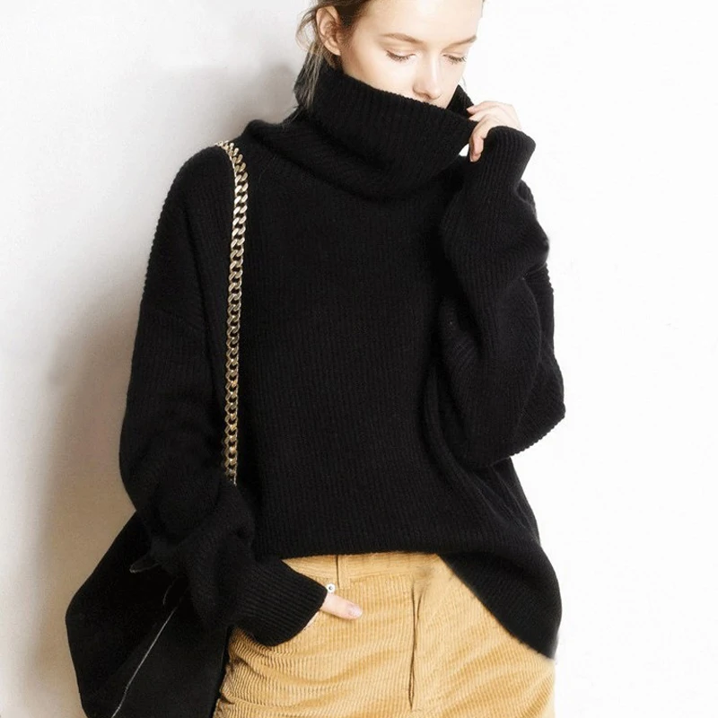 QN-006-Black Свитер Mujer, теплый свитер, Женская корейская модная одежда, Зимний пуловер, Женский вязаный свитер с высоким воротом, большие размеры, Femme - Цвет: QN-006-Black