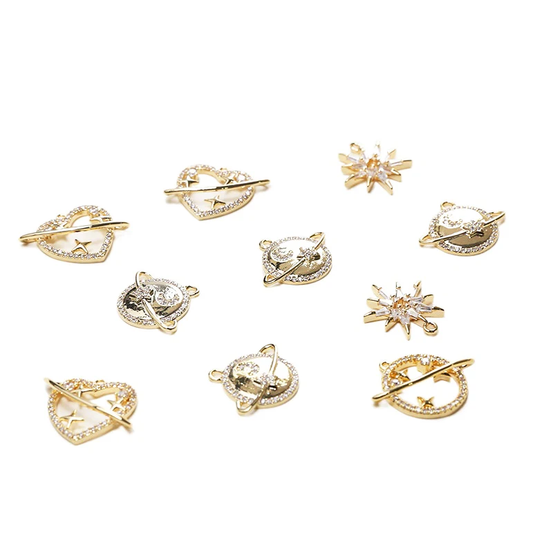 

Zircon globe star flower color preserving pendant DIY jewelry earrings accessories material 1pcs