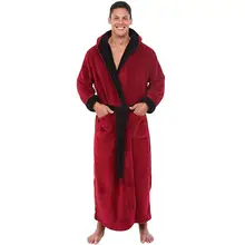 PLUS SIZE Men's Winter Lengthened Plush Shawl Bathrobe Home Clothes Long Sleeved Robe Coat ochtendjas boys erkek kimono T