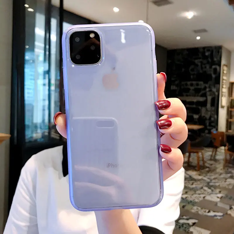 GTWIN Прозрачный Мягкий Простой Чехол Для iPhone 11 Pro Max X XS XR Max Красочные Конфеты Чехлы для Мобильного Телефона Для iPhone 6 6s 7 8 Plus - Цвет: Фиолетовый