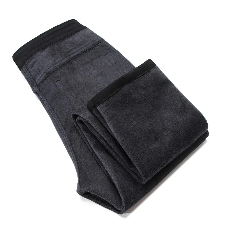 2021 Thicken Warm Regular Fit Stretch  ƮƮ   귣 Winter Mens Fleece Black Jeans Ͻ ĳ־