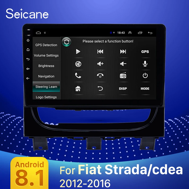 Автомобильный мультимедийный плеер Seicane Android 8 1 GPS-навигация 2DIN HD Авторадио для Fiat
