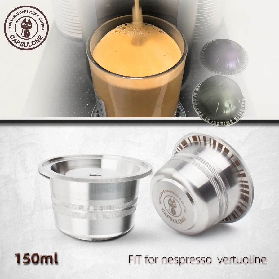 

capsulone 150ml Coffee Filters For Nespresso Vertuo Vertuoline Plus Stainless Steel Refillable Reusable Capsule Pod