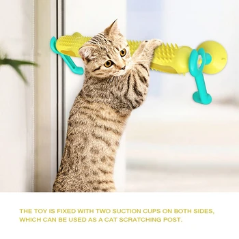 

Pet Cat Wall Sucker Trackball Self Hi Wave Ball Toy Educational Toy Track Ball Cat Toy Yellow Cat practical Window