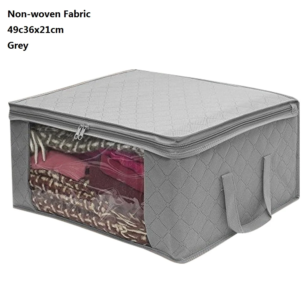 Нетканый тканевый складной ящик для хранения стеганного одеяла, чехол для сбора одежды с застежкой-молнией, органайзер для хранения мелочей с прозрачным окном - Цвет: A2
