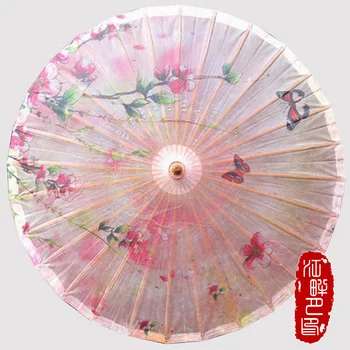 

JIANGPANYUE Exclusive custom Paper Umbrella Chinese Peach Blossom Japanese Style Oiled Paper Parasol Pink Wedding Cosplay Props