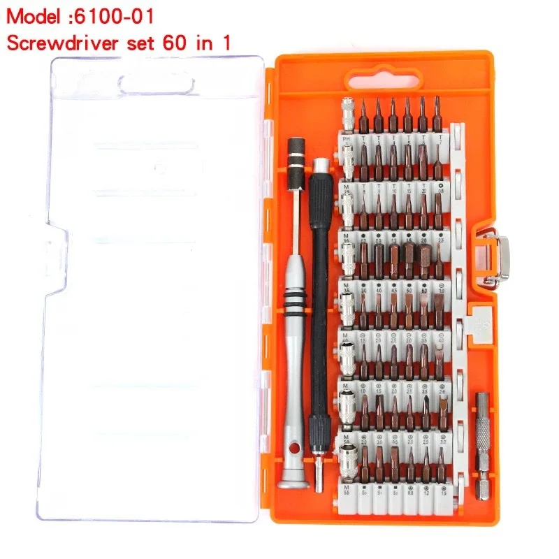 60 шт. Набор прецизионных отверток S2 из легированной стали для мобильного телефона, компьютерный инструмент для ремонта и удаления воды 6100