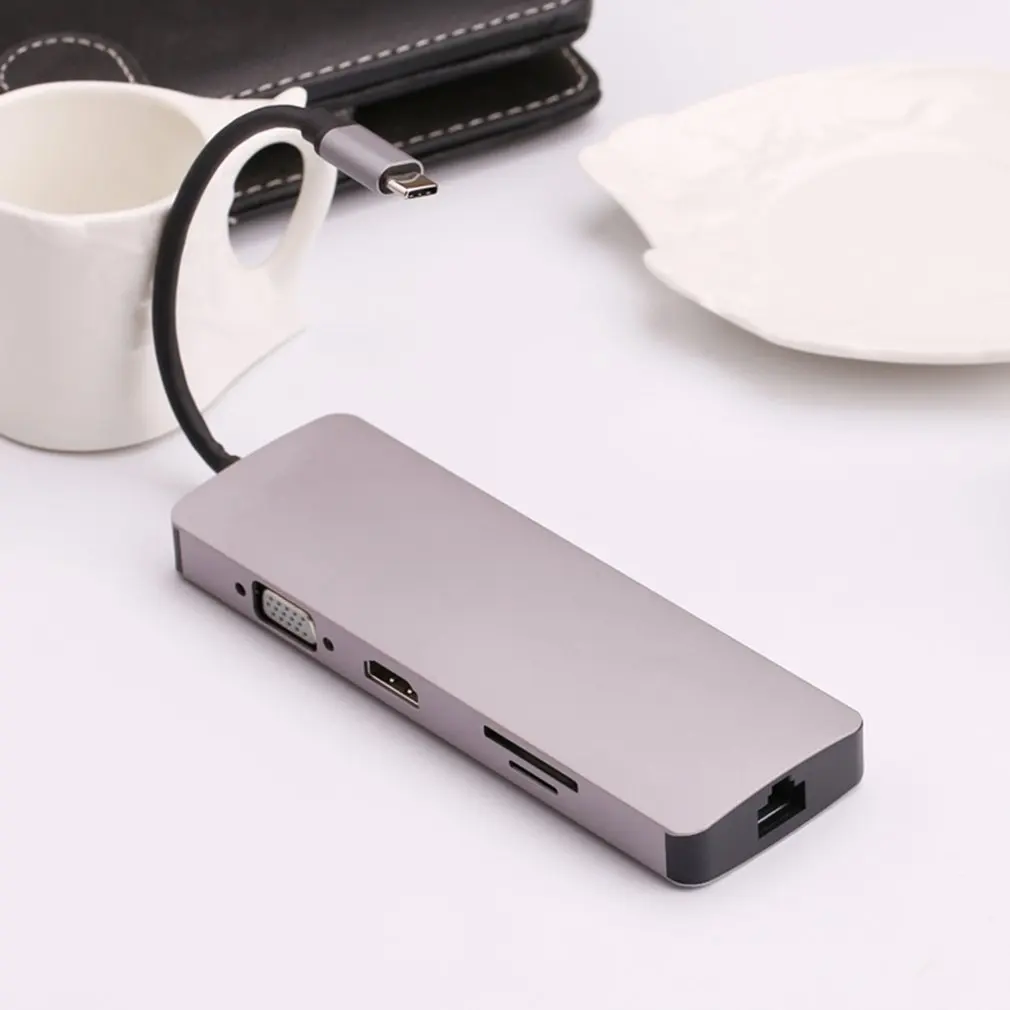USB-C концентратор type C концентратор USB 3,0 Thunderbolt 3 HDMI 3,5 мм аудио RJ45 адаптер для MacBook Pro для samsung Galaxy
