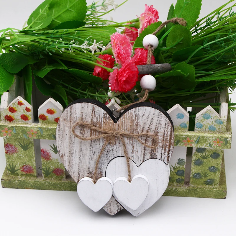 

New Style DIY Crafts Pendant Wooden Heart Desgin for Party Wedding Valentine's Day Hanging Ornament Nordic Vintage Creative Deco