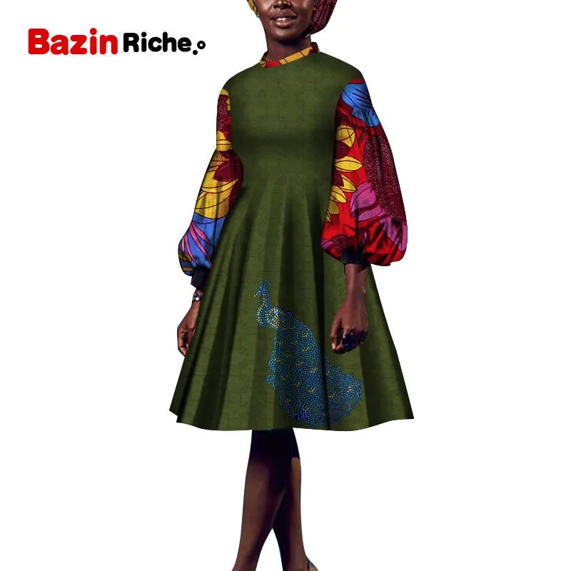 Осеннее платье в африканском стиле с принтом и стоячим воротником для женщин, платье в африканском стиле для женщин, платье с горячей