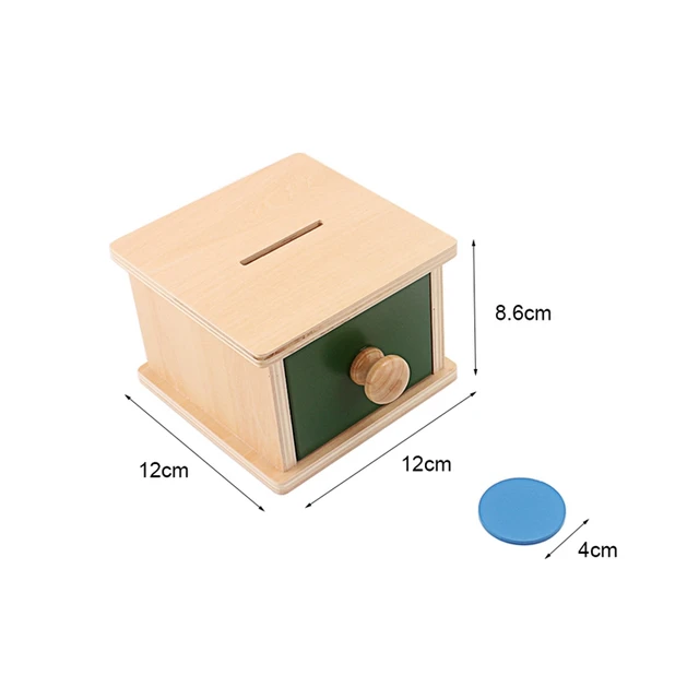 Montessori Wood Match Permanent Box Toddler Infant Draw Box 8-12 Month Toys for Baby Newborn Gift Hand & Feet Finders Small Size coin box