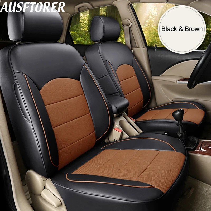 Автомобильный чехол из воловьей кожи AUSFTORER для Mitsubishi Grandis, чехлы для автомобильных сидений, набор кожаных 7 сидений, аксессуары для подушки Автомобильный чехол из воловьей кожи AUSFTORER для Mitsubishi Grandis, чехлы для автомобильных сидений, набор кожаных 7 сидений, аксессуары для подушки