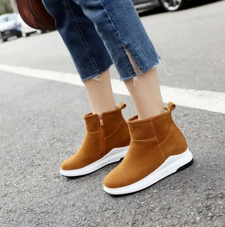 

New Women Winter Boots Flock Ankle Snow Boots Female Warm Fur Plush Insole High Quality Botas Mujer Zip Shoes