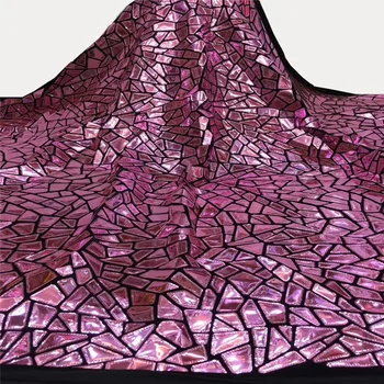 

Nigerian Sequins Velvet Lace Fabrics Emerald Pink Mesh Lace African Fabric Lace with Sequins for Women Wedding Party Dress
