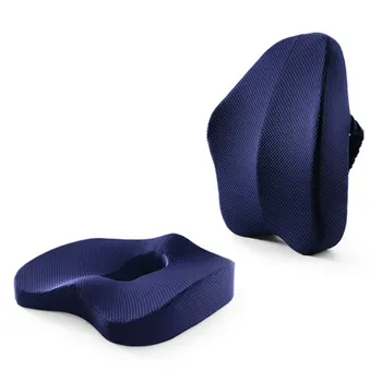 

Memory foam seat cushion and lumbar back cushion combo relief back pain and sciatica perfect for office chair car seat
