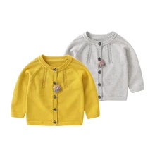 Кардиган для маленьких девочек, трикотажная одежда для детей на весну-осень, повседневная детская одежда, Детский свитер, пальто