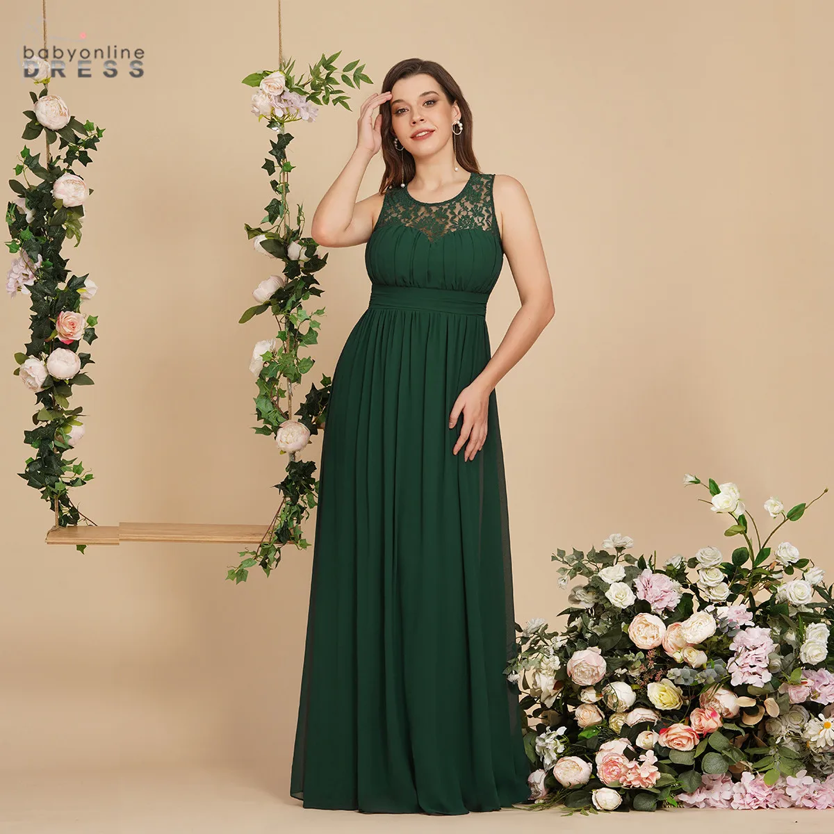 

Chiffon Lace Bridesmaid Dresses Long Sleeveless Wedding Party Dresses for Women Formal Evening Gown robe de soirée de mariage